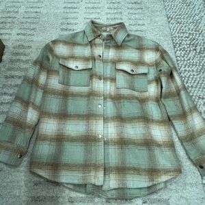Plaid Utility Jacket in Green and Brown